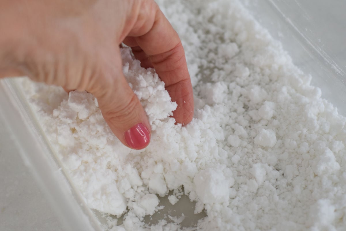 fake snow with shaving cream