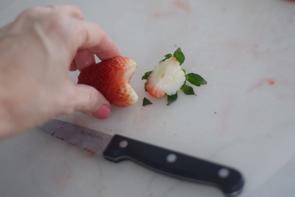 cutting strawberry hearts 