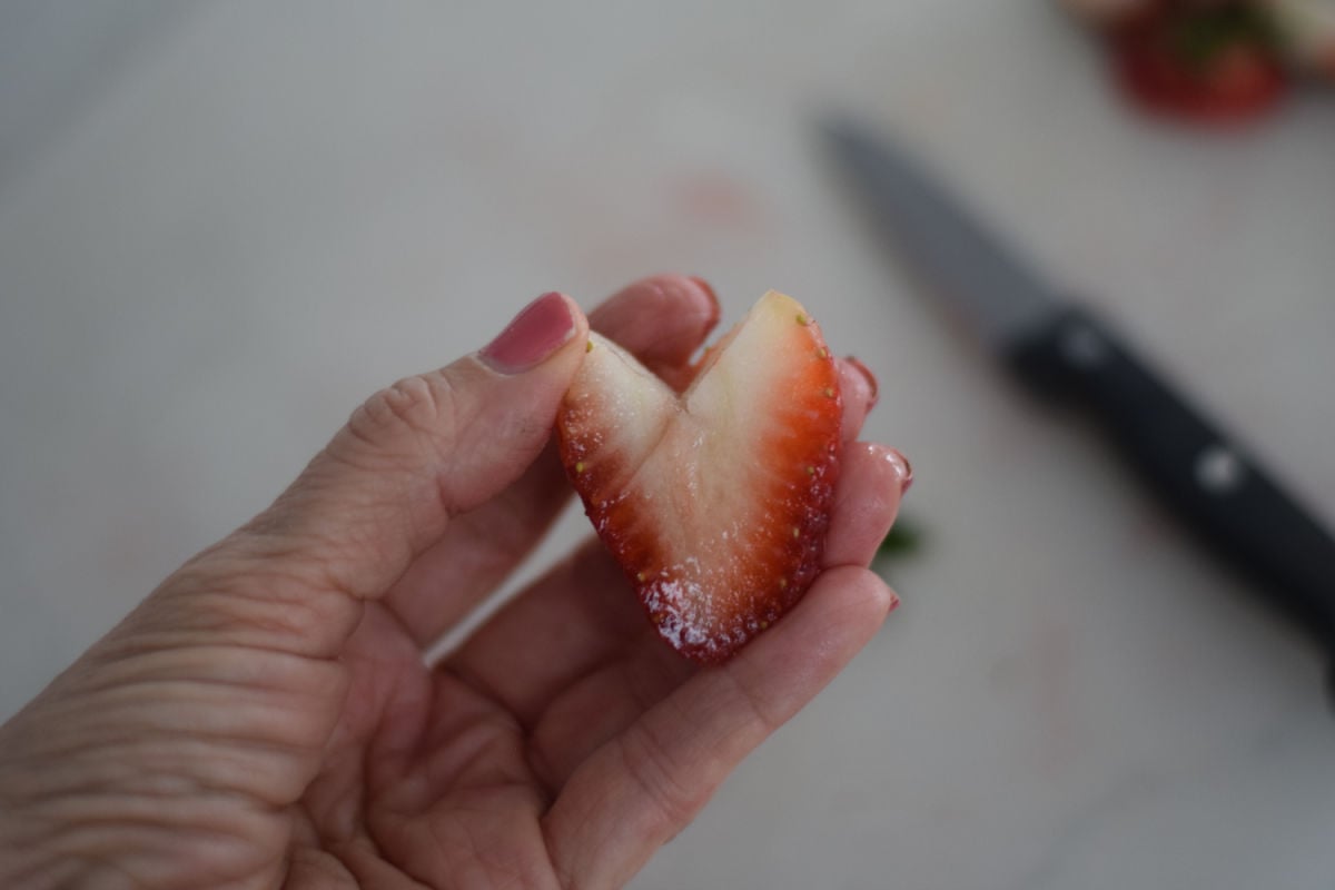 cutting strawberry hearts 