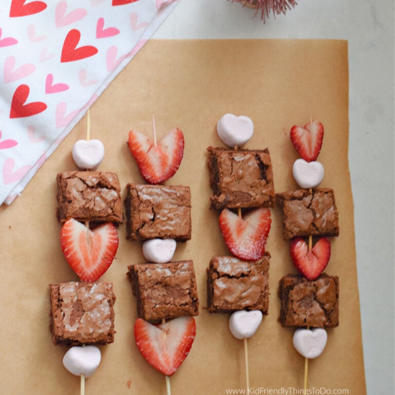 Valentine Brownie and Marshmallow Kabobs