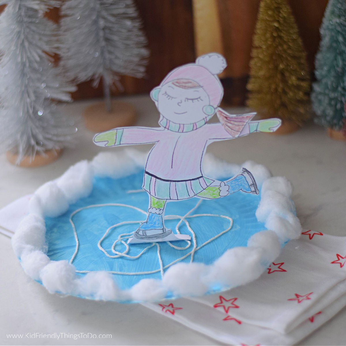 winter paper plate ice skating craft