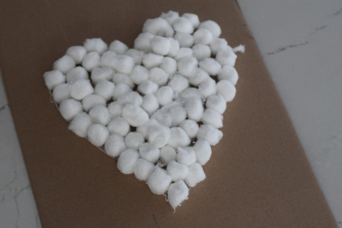 cotton ball heart