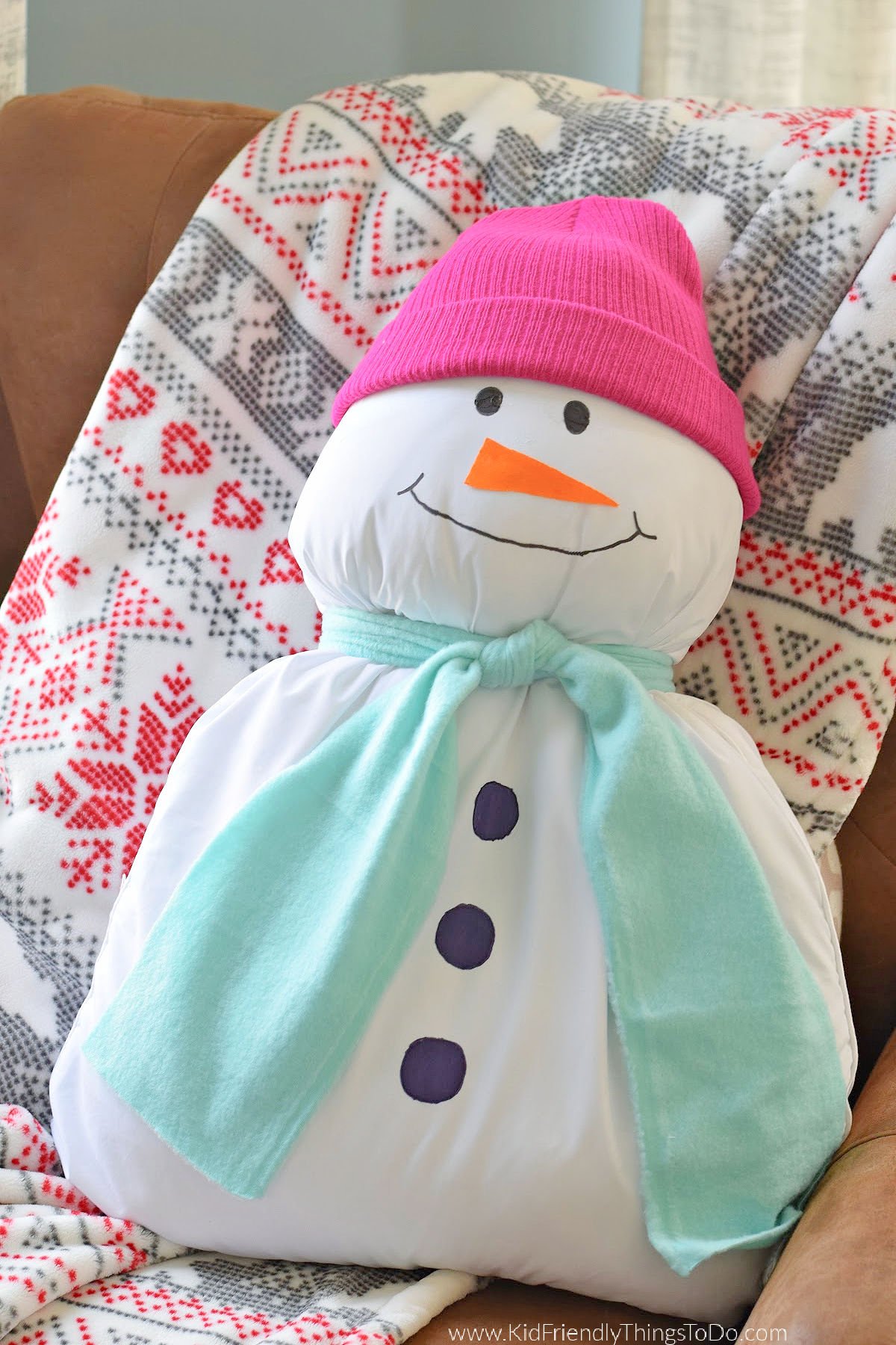 no-sew snowman pillow buddy craft 