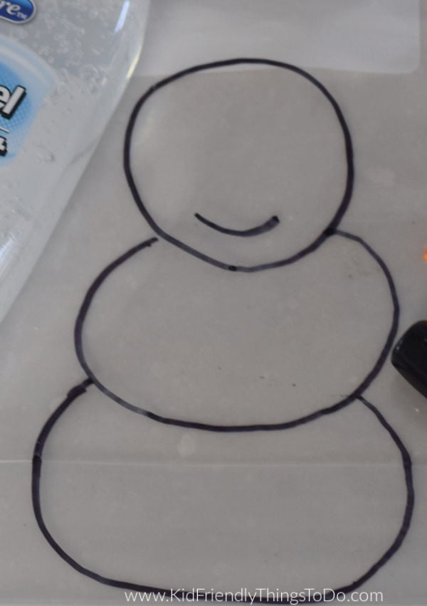 snowman drawing on bag 