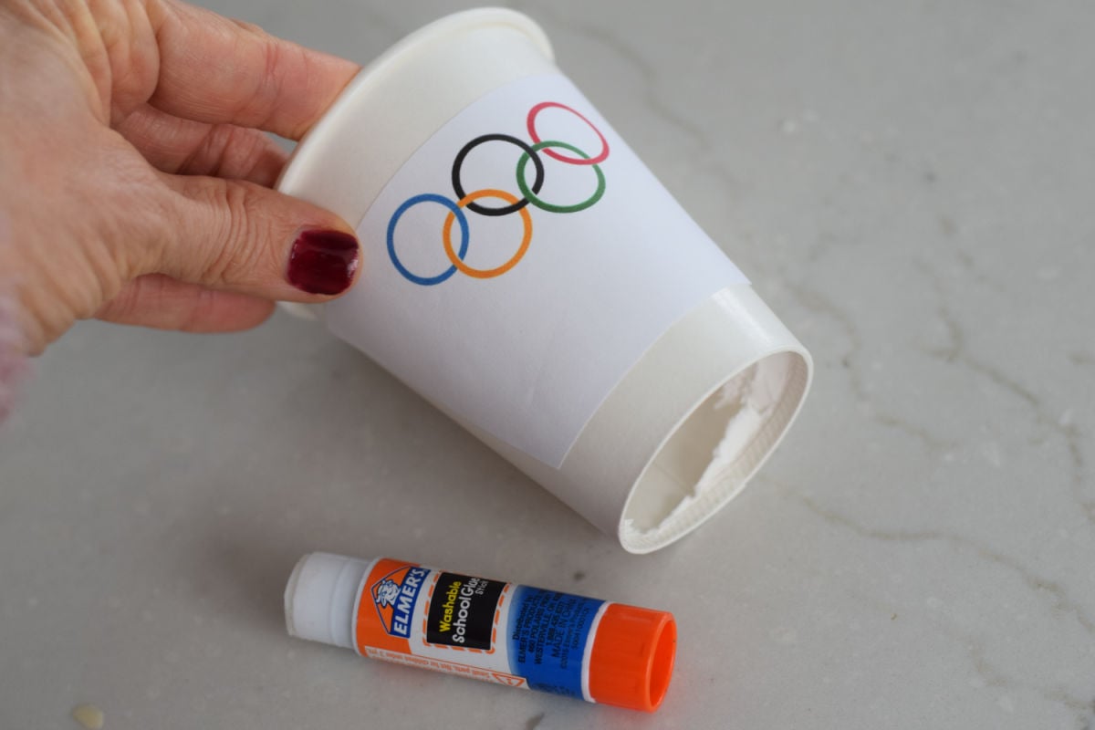 gluing rings on paper cup 