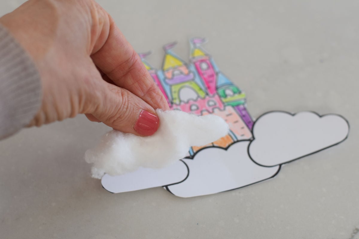 adding clouds to castle printable