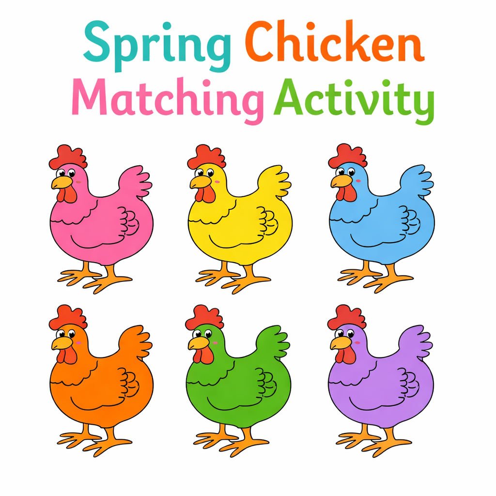 spring chicken matching activity printables