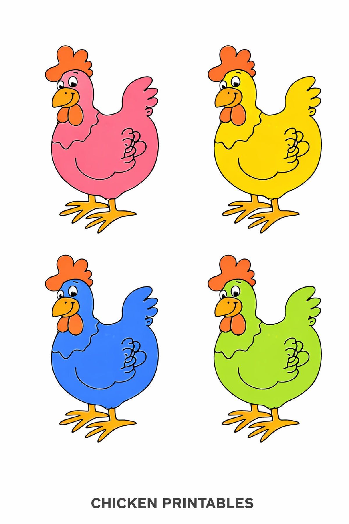 colorful chicken printable with lime green chicken