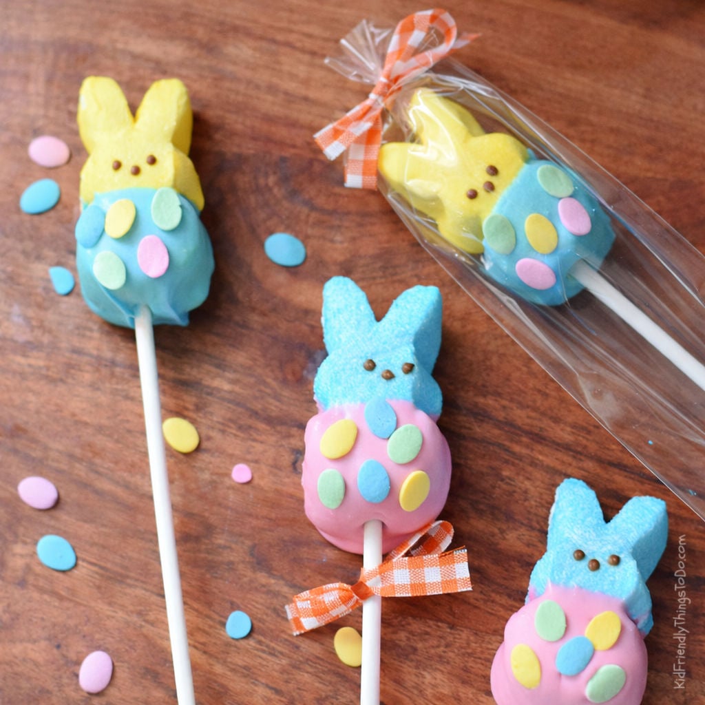 chocolate covered Peep pops