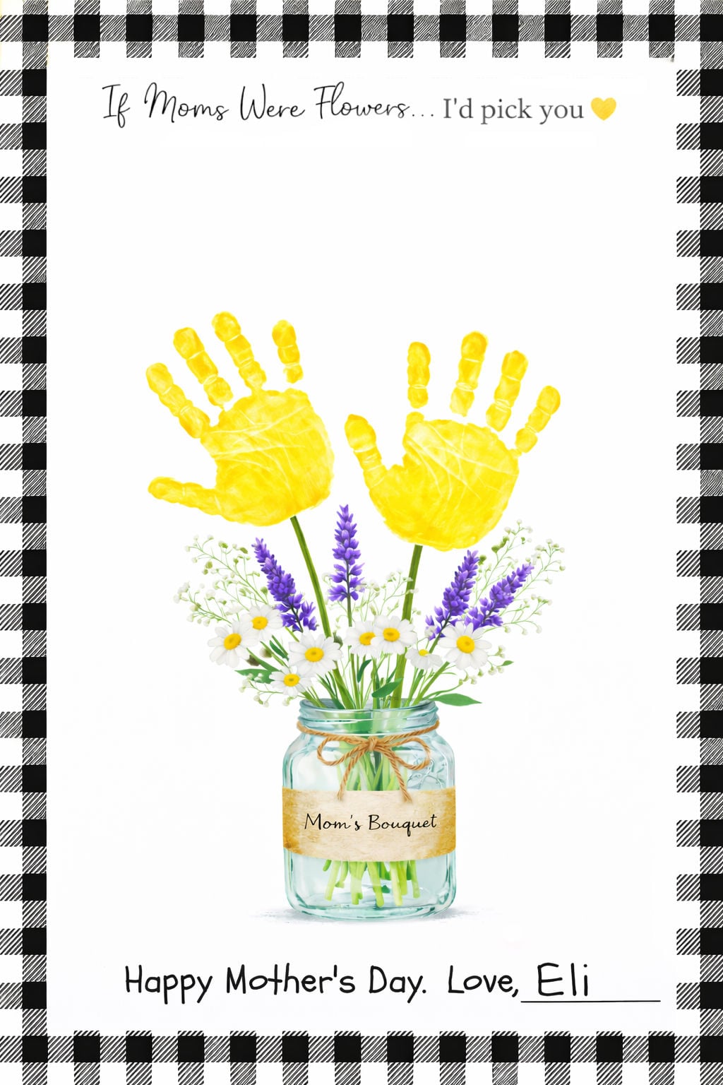 handprint bouquet for Mother's Day in a mason jar 