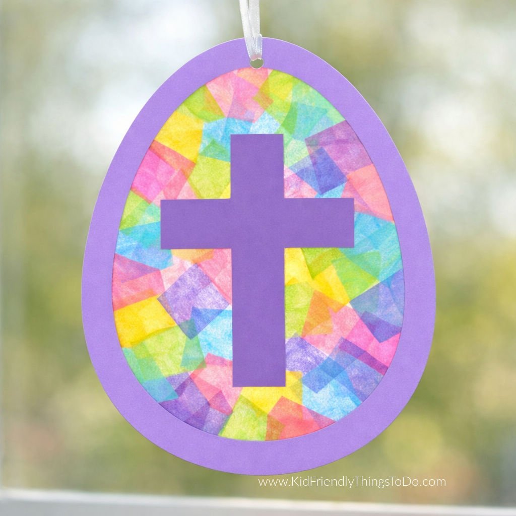 Easter Egg and Cross Suncatcher Activity for Kids to Make