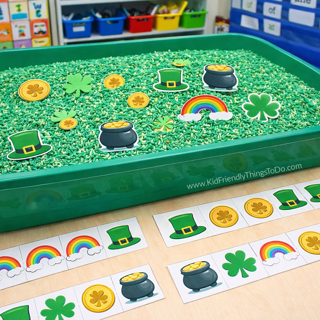 St. Patrick's Day pattern matching activity with printable