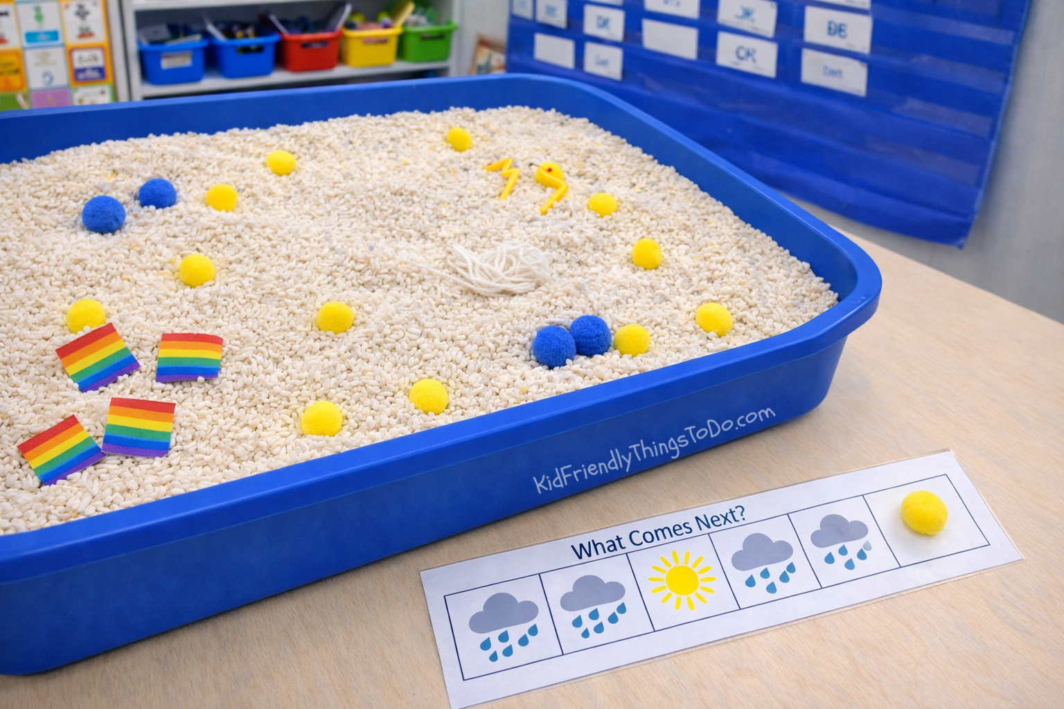 spring sensory bin weather pattern matching printable activity
