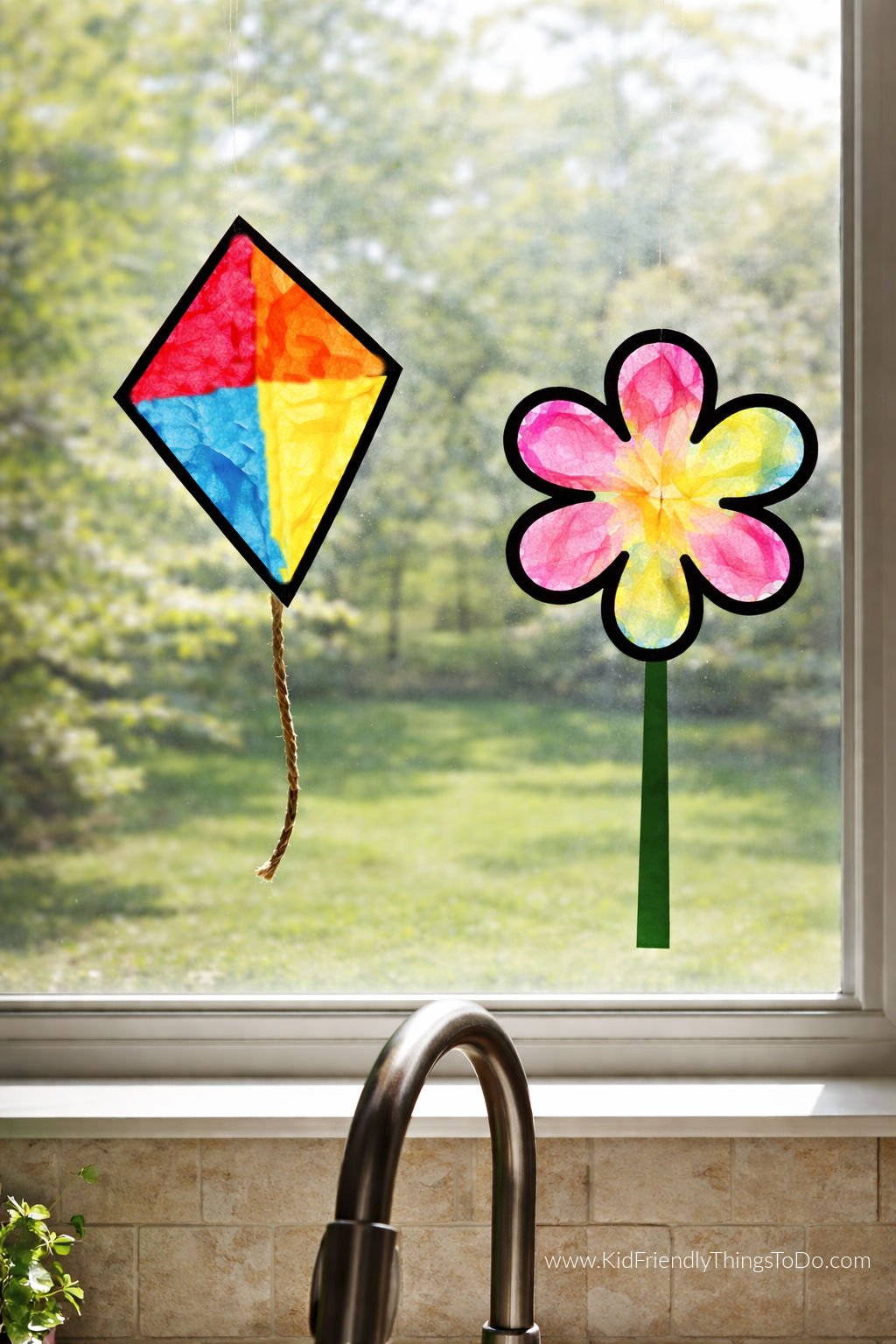 kite and flower suncatcher craft 