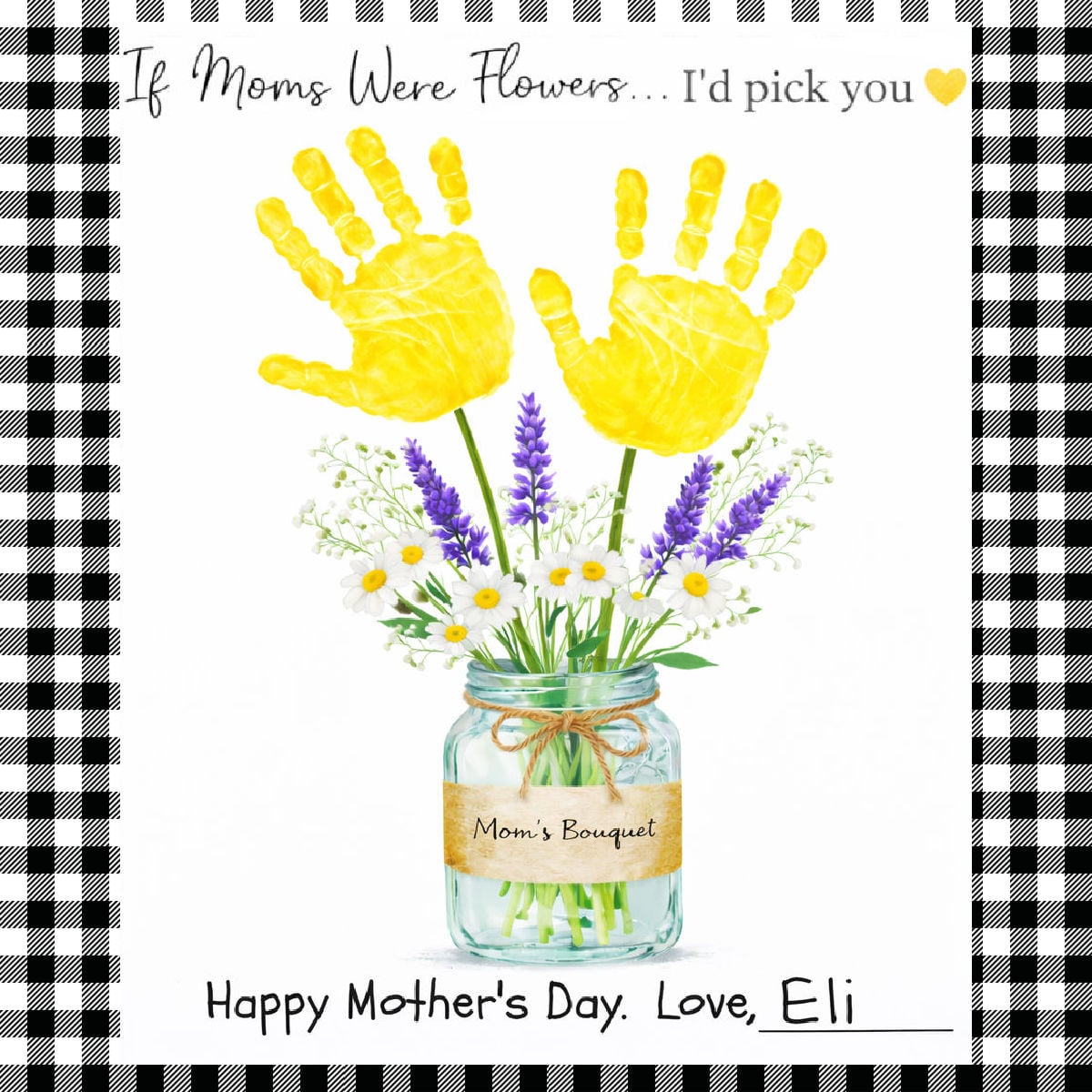 handprint bouquet for Mother's Day in a mason jar
