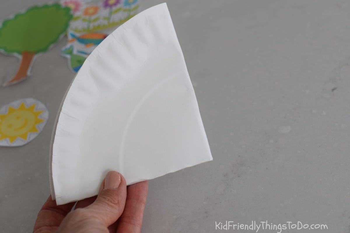 folded paper plate for water cycle craft