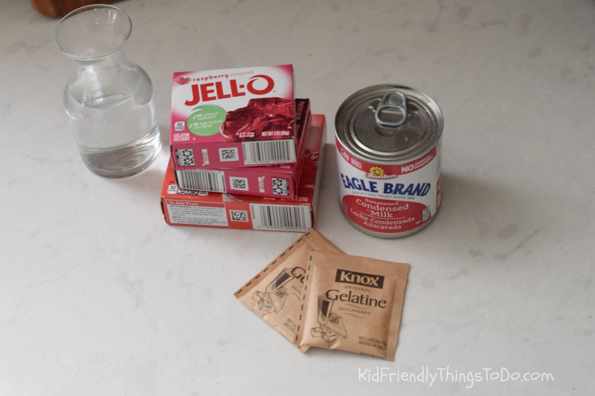 ingredients for red heart Jello