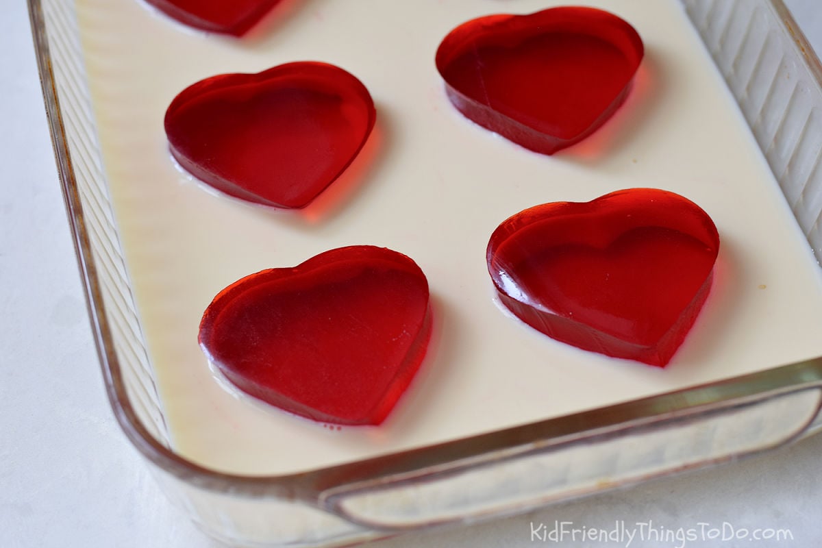 making heart Jello dessert