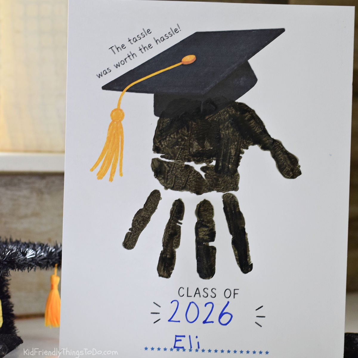 graduation cap handprint printable for kids