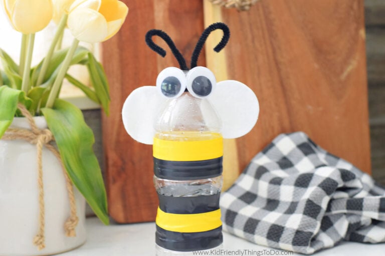 water bottle bee craft for kids to make