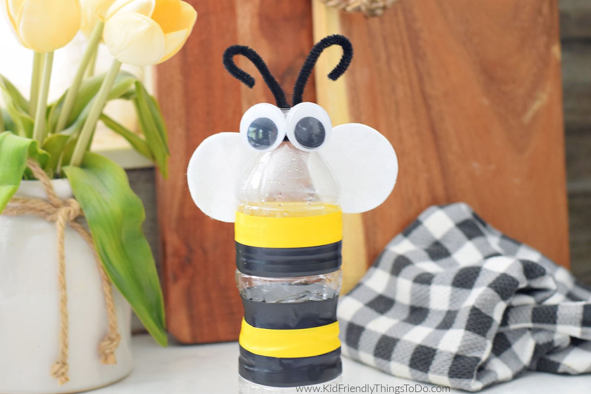 water bottle bee craft for kids to make