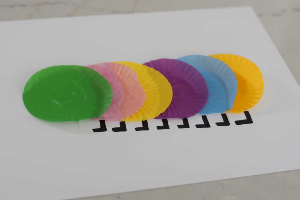 making a cupcake wrapper caterpillar craft with kids 