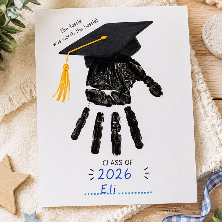 graduation cap handprint printable for kids