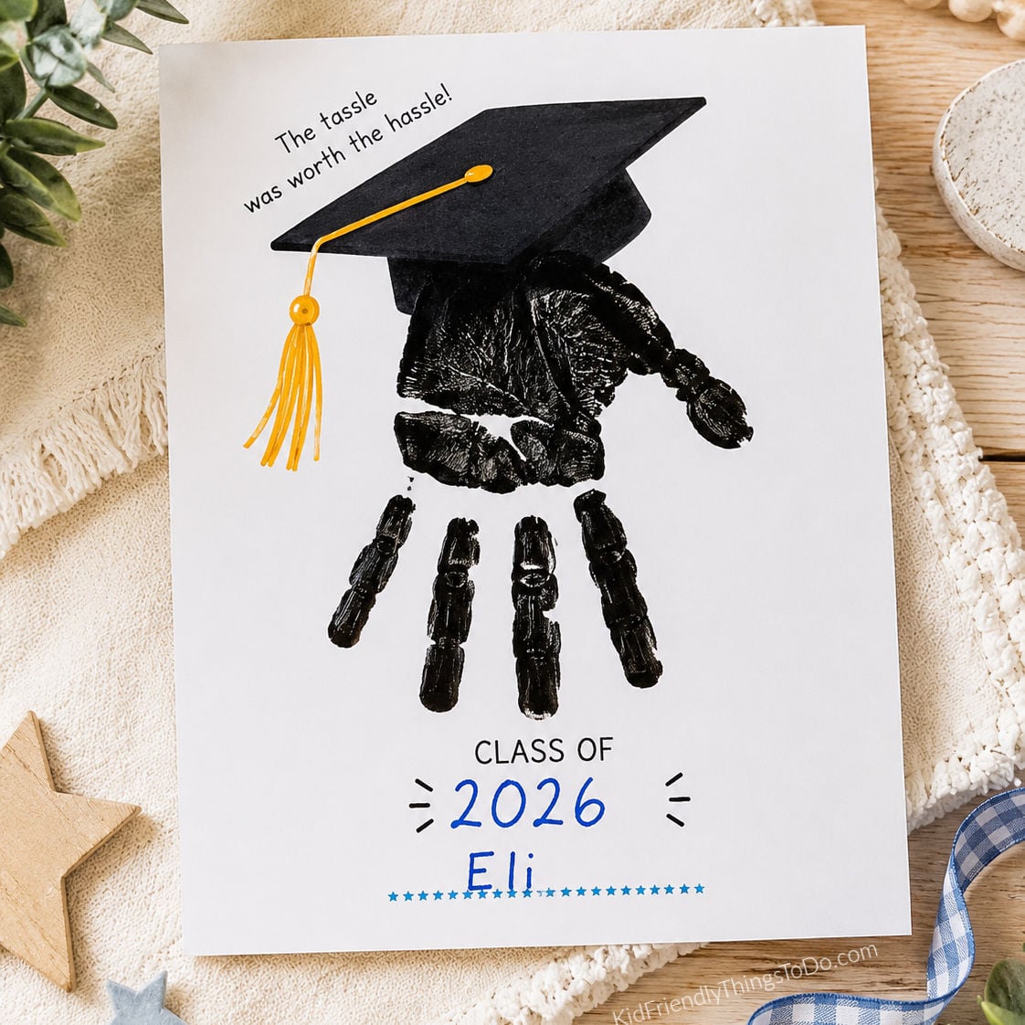 graduation cap handprint printable for kids