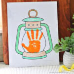 lantern handprint printable craft and coloring sheet