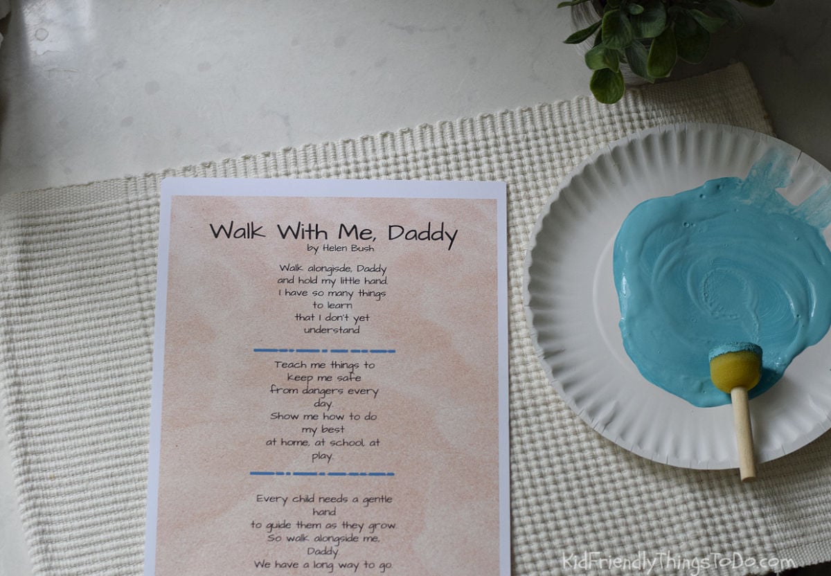 walk with my daddy printable and craft supplies 