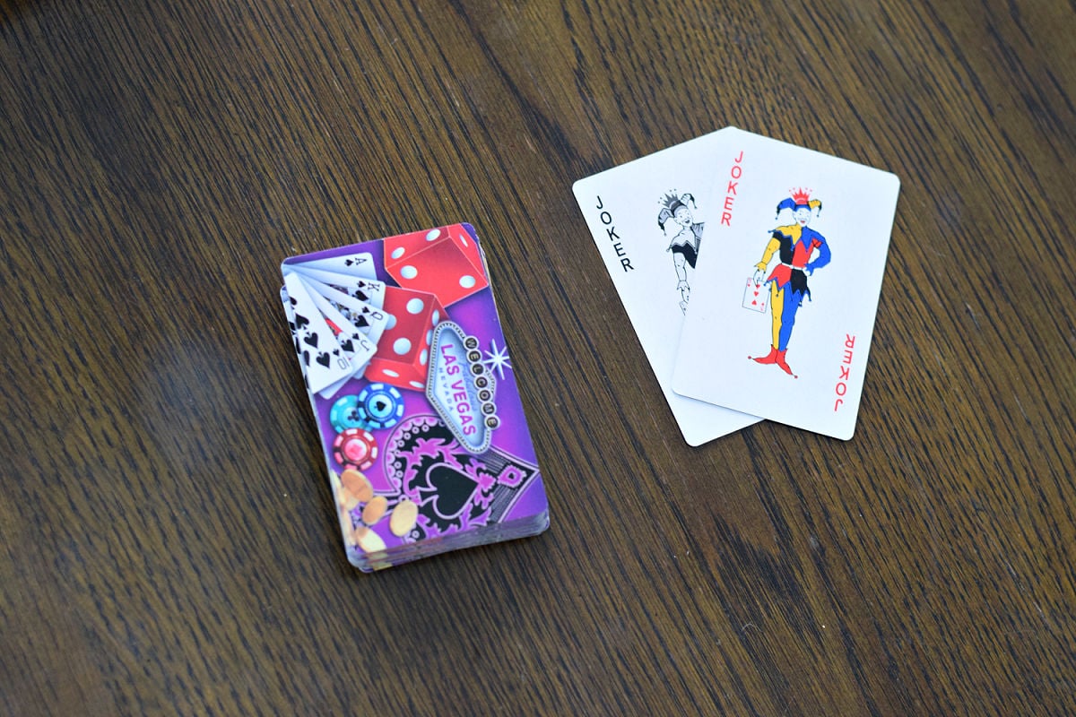 deck of cards with jokers removed for family card game 