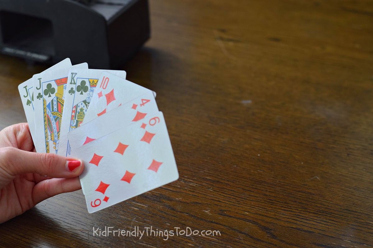 hand of cards in Go Fish game with two Jacks 