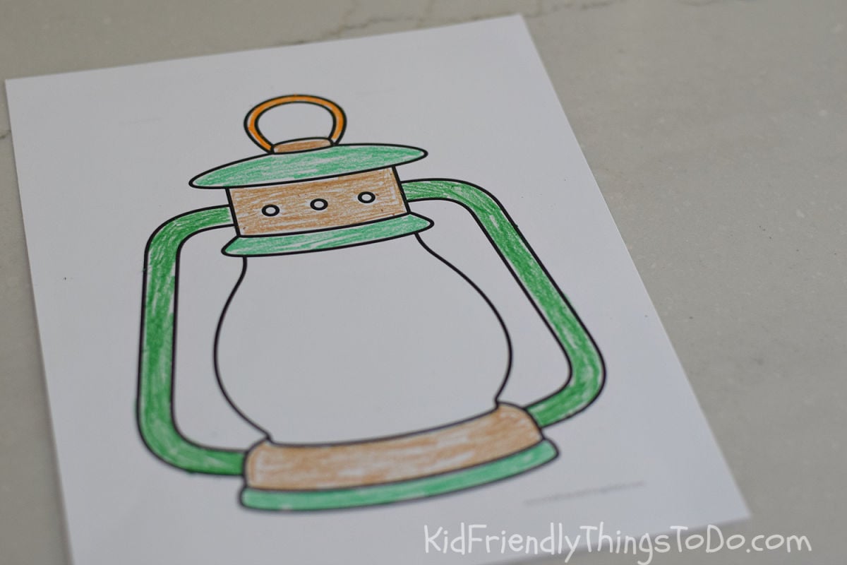 lantern printable camping coloring sheet
