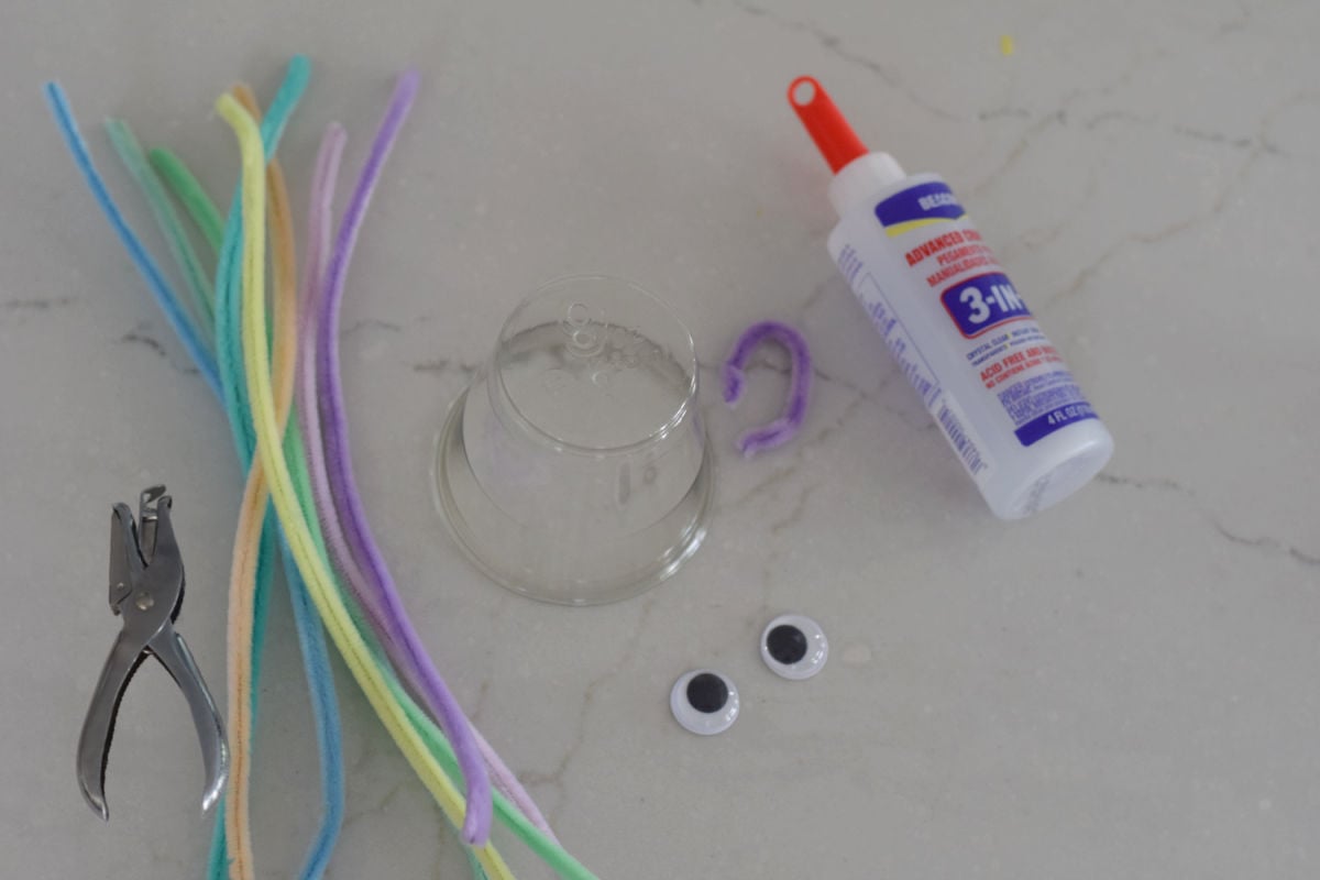 supplies for making jellyfish cup craft 