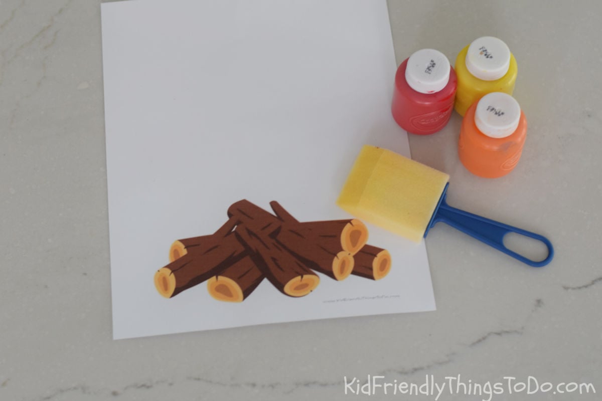 campfire handprint craft and printable supplies