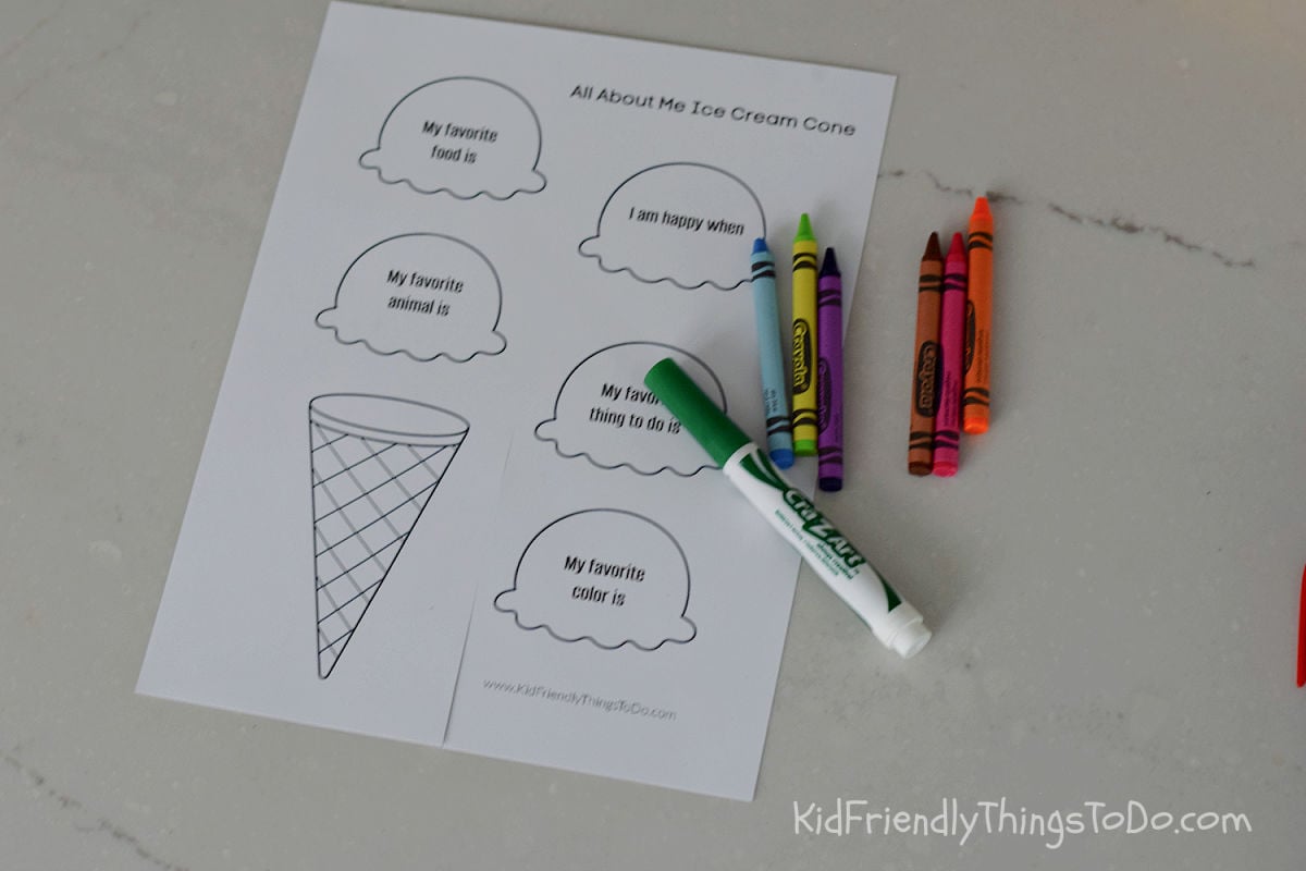 all about me printable with crayons