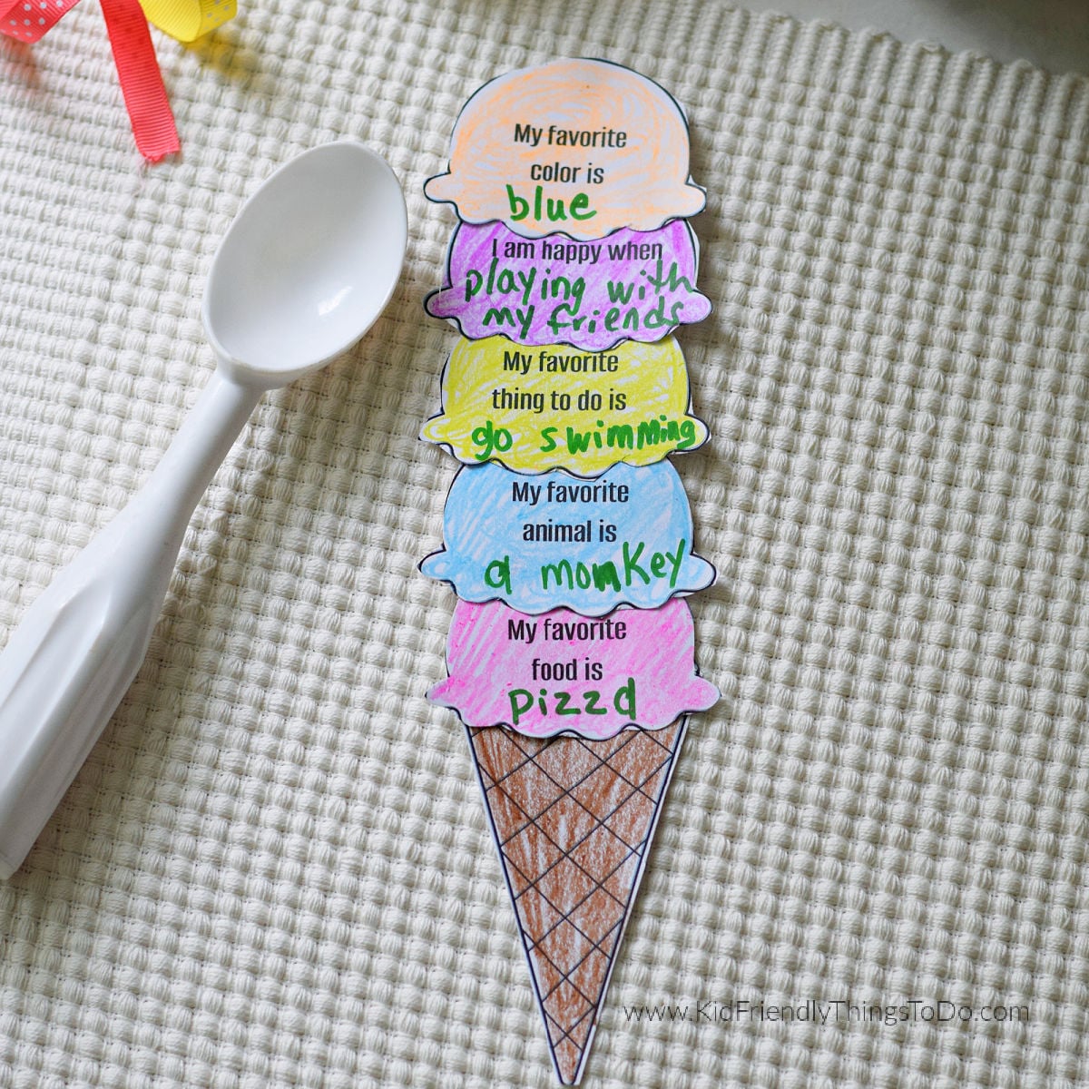 all about me ice cream cone printable