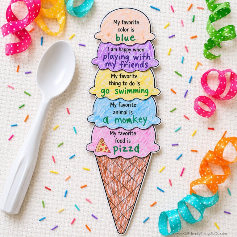 all about me ice cream cone printable activity
