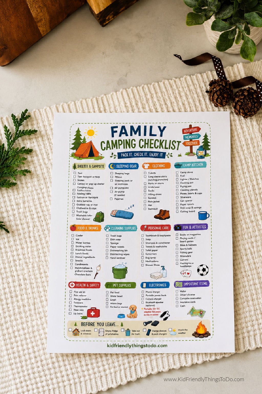camping checklist printable for families