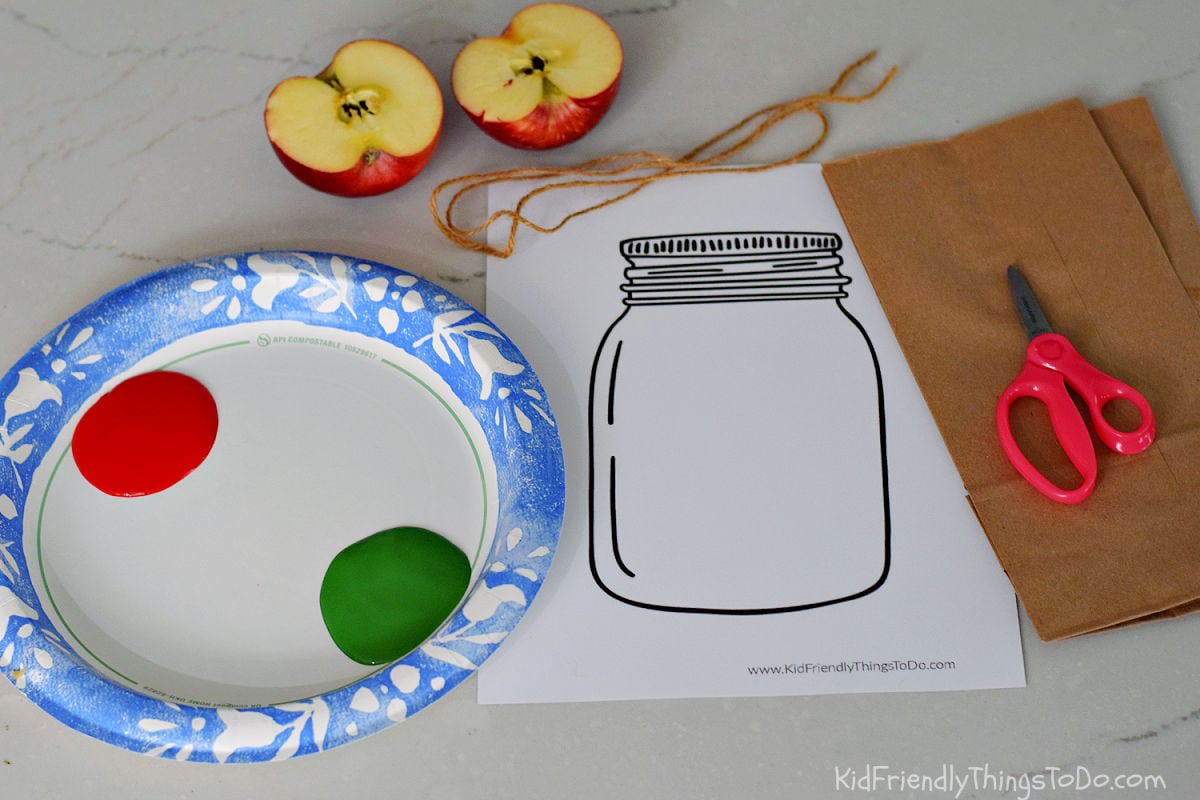 apple stamping mason jar apple craft 