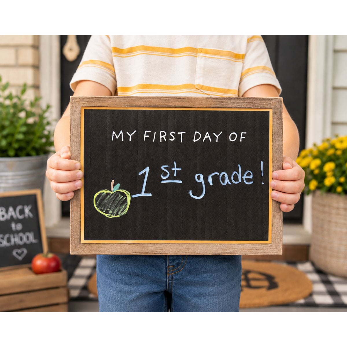 basic slate chalkboard printable sign for the first day of school