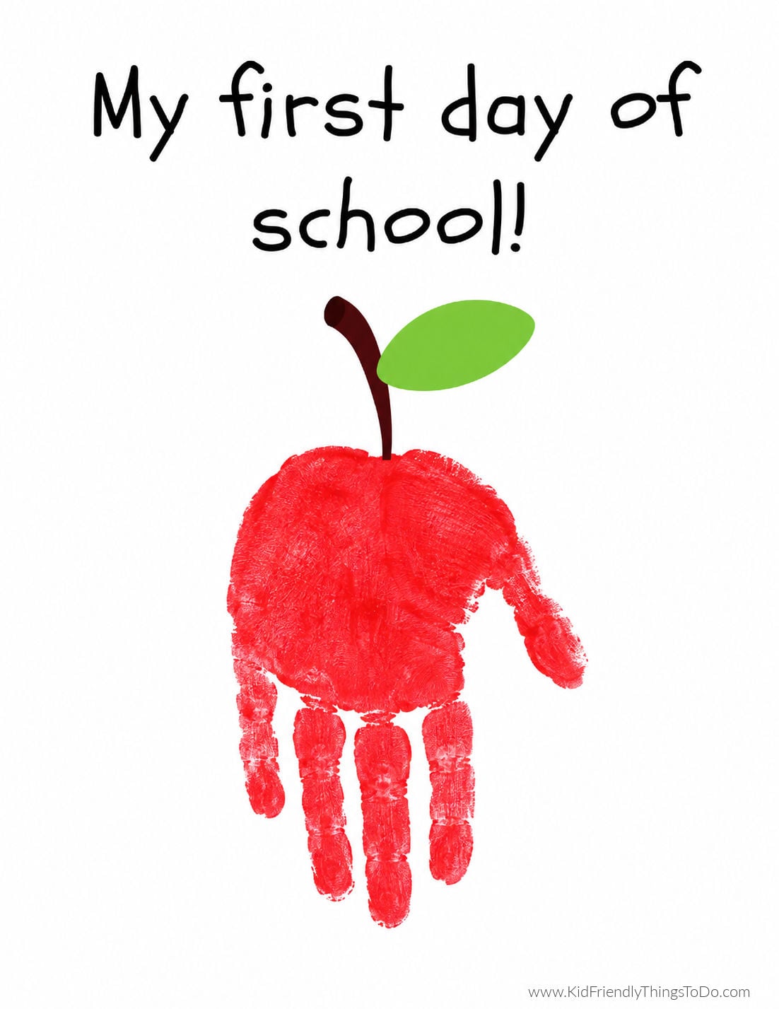 first day of school keepsake printable craft apple handprint 