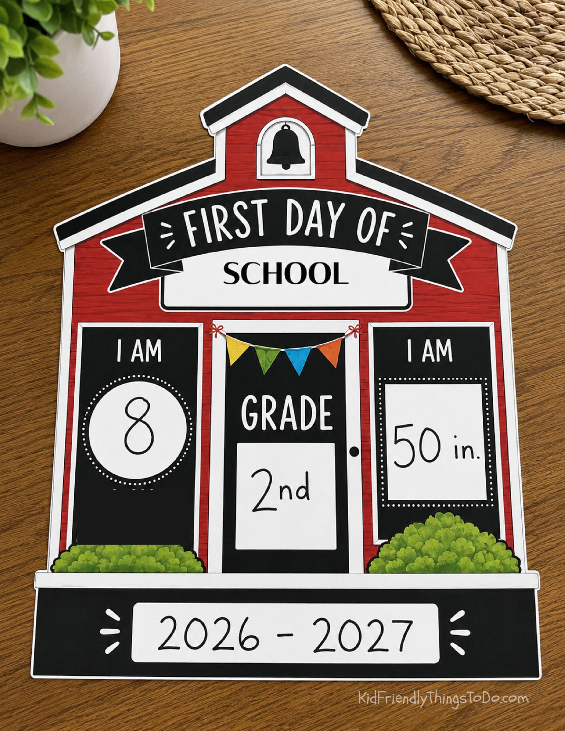 first day of school schoolhouse printable