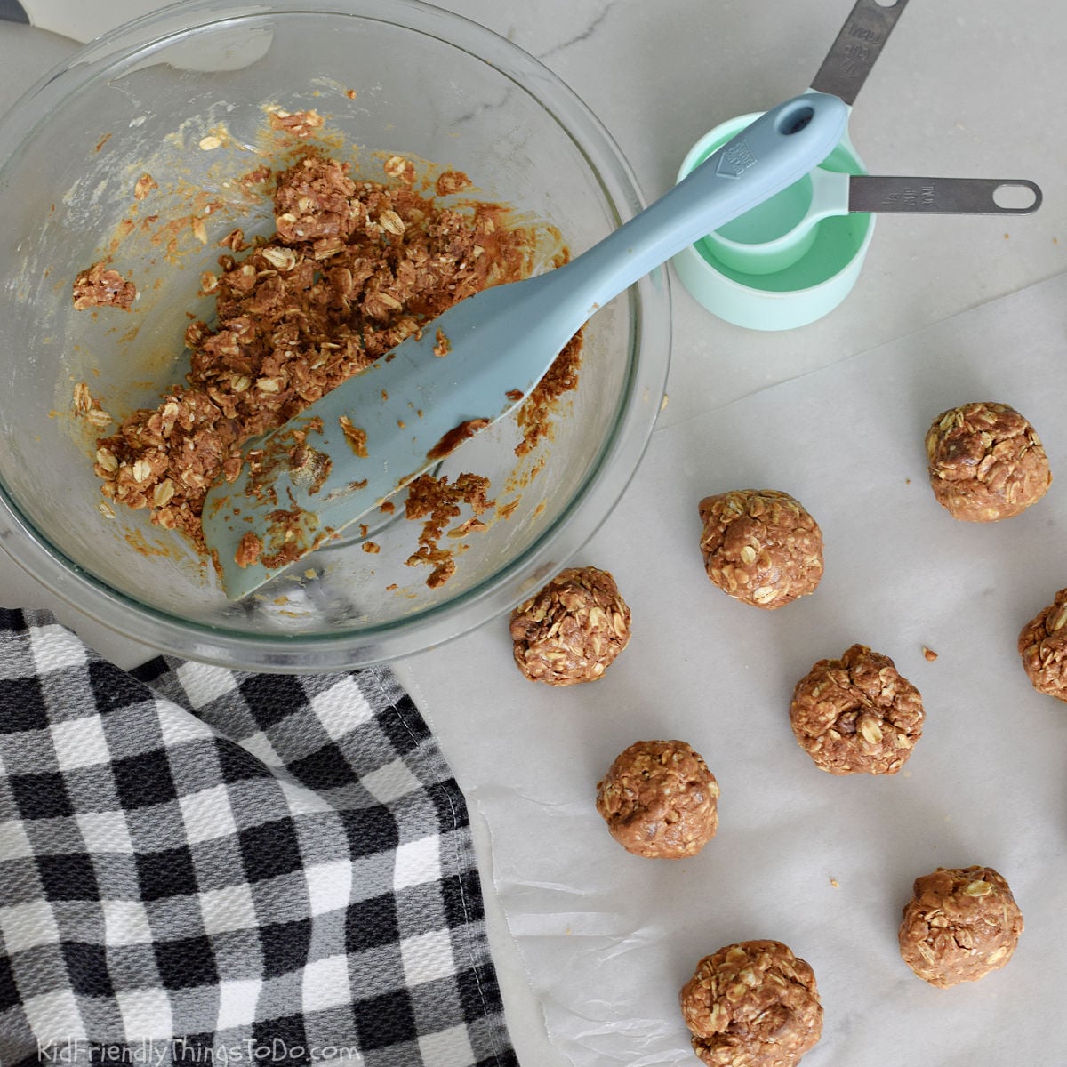 rolling out no-bake protein balls 