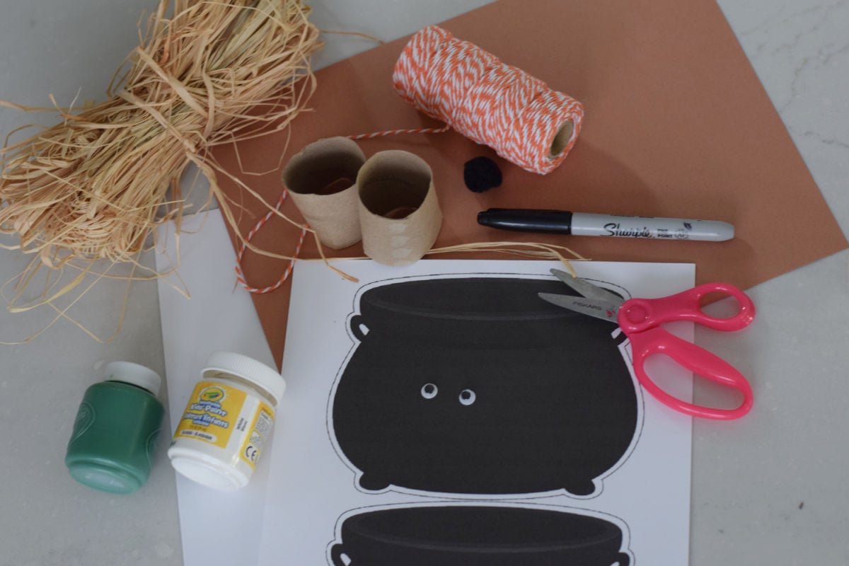 supplies for witch craft with cauldron printable