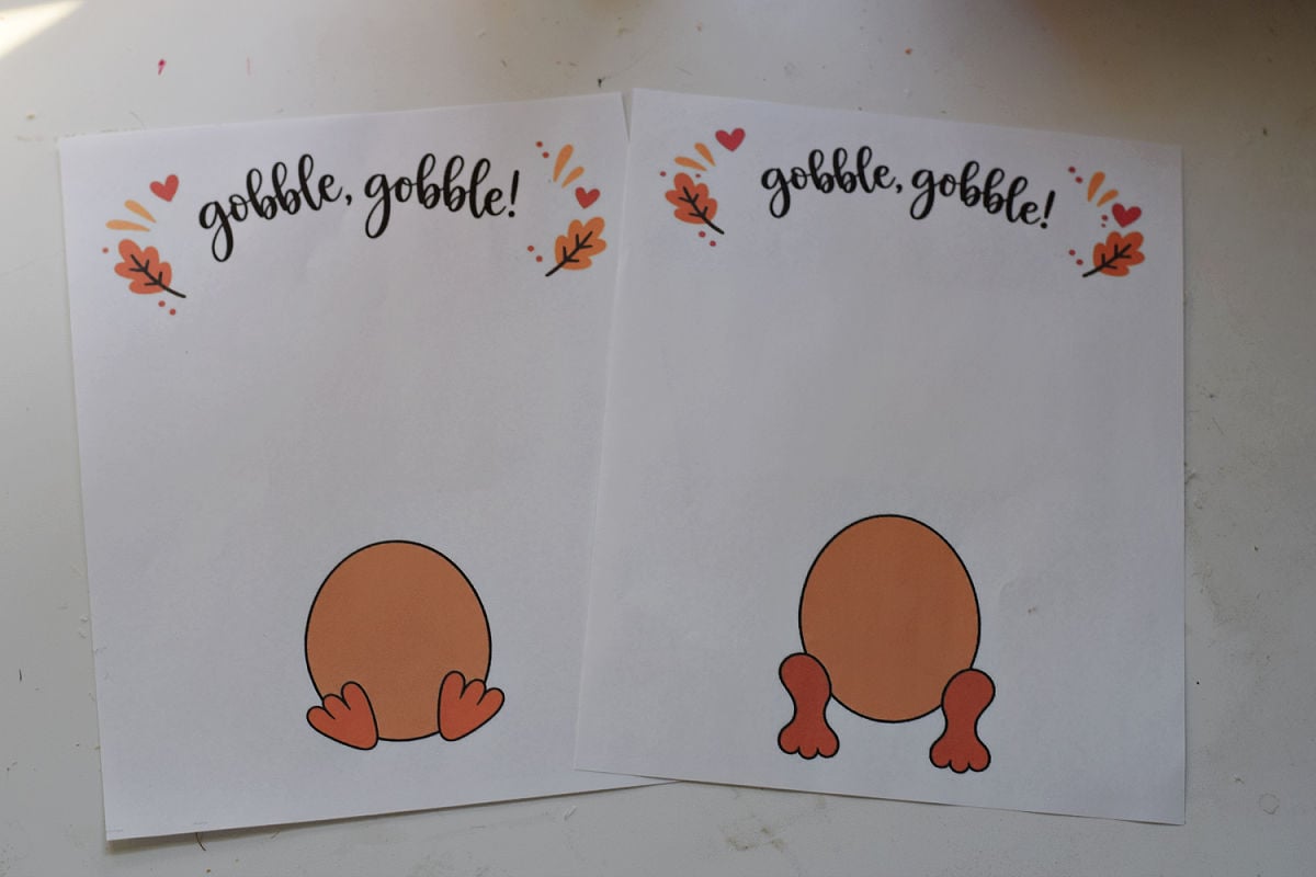 printable templates of gobble gobble and turkey body with legs for kids and baby